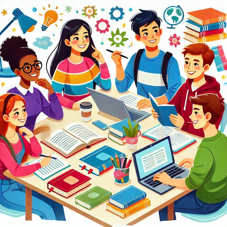 Estudantes celebrando sucesso